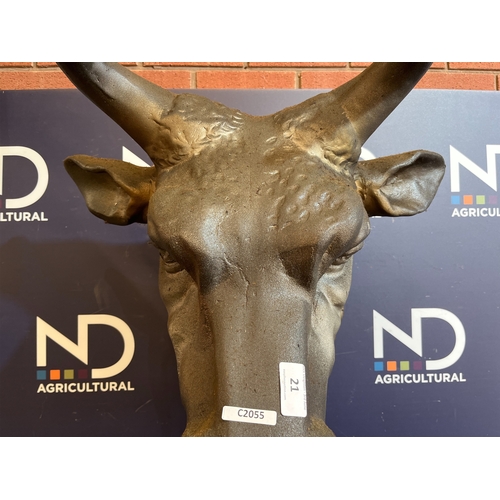 21 - LIFE-SIZE METAL BULL BUST