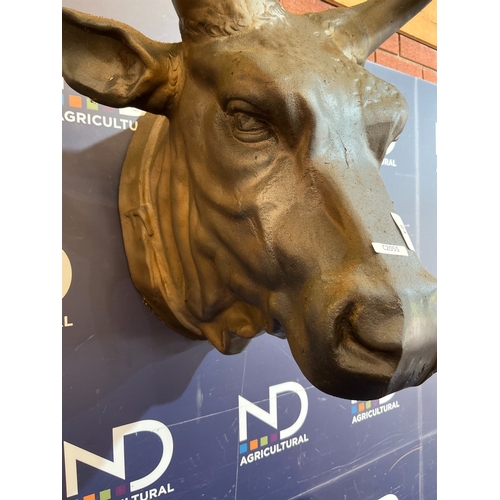 21 - LIFE-SIZE METAL BULL BUST