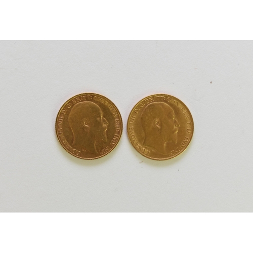 212 - Two George V half sovereigns, dated 1906 and 1910 (2)