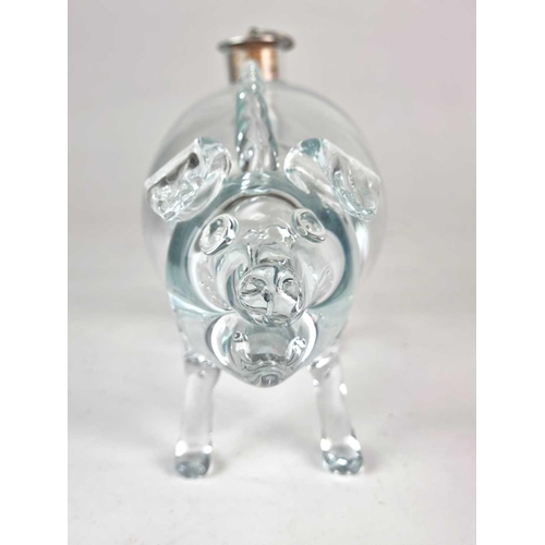 271 - A Scandinavian glass gin pig decanter, possibly Danish, mid-20th century, modelled standing on all f... 