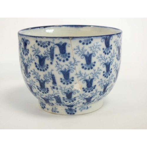 290 - A Rogers pearlware toy tea service circa 1815-20 transfer-printed in underglaze blue in a seaweed an... 