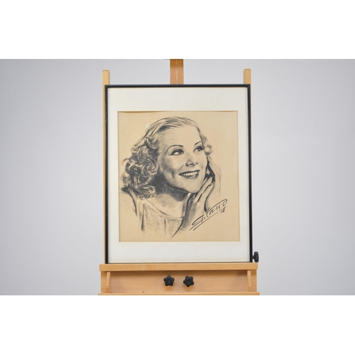 396 - **Giland?, American School, 20th century, 13 pen and ink portraits of Hollywood greats and stage act... 