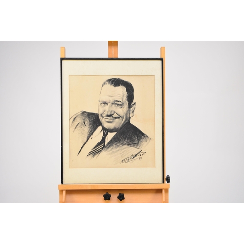 396 - **Giland?, American School, 20th century, 13 pen and ink portraits of Hollywood greats and stage act... 