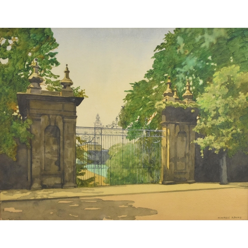 405 - William Dacre Adams (1864-1951) Gates of Trinity College, signed lower right, 38 x 48cm, frame 63 x ... 