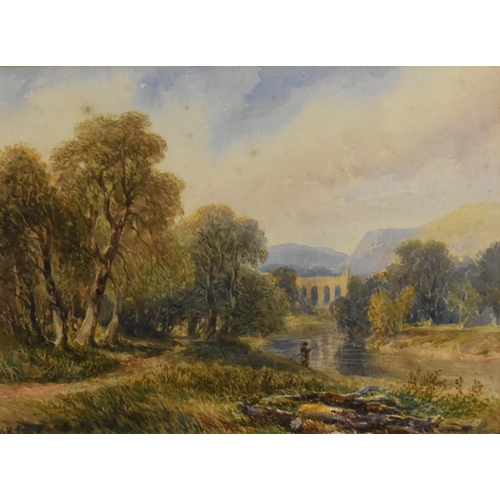 416 - Henry Harris Lines (1800-1899), River View possibly Bolton Abbey, signed lower left, watercolour 26 ... 