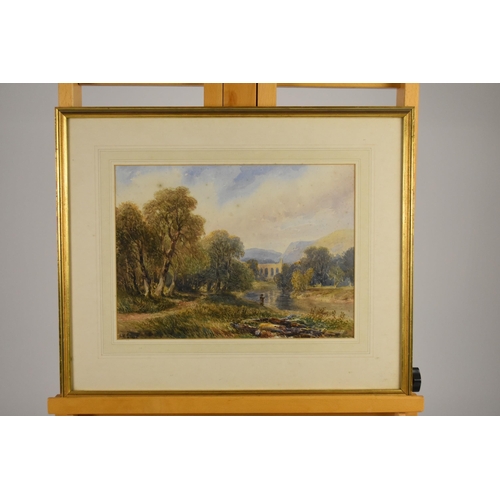 416 - Henry Harris Lines (1800-1899), River View possibly Bolton Abbey, signed lower left, watercolour 26 ... 