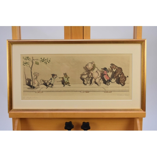 421 - Boris O'Klein (1893-1985) Five Comical Dog Prints, signed and titled, frames 30 x 57 cm (5)