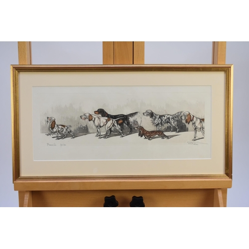 421 - Boris O'Klein (1893-1985) Five Comical Dog Prints, signed and titled, frames 30 x 57 cm (5)