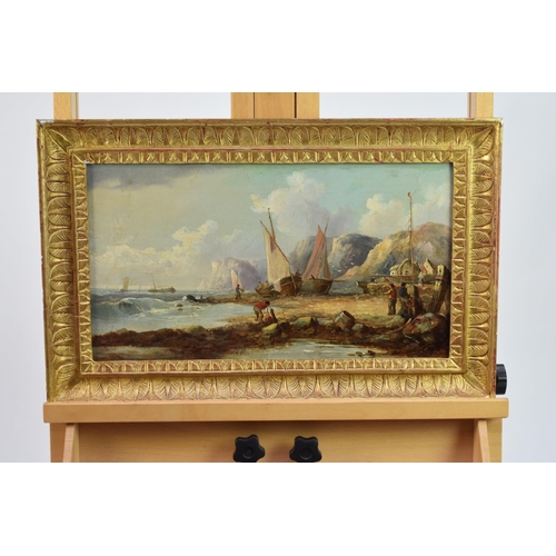 440 - British School (19th Century) Coastal Scene, indistinctly signed lower right, oil on canvas, 24 x 43... 