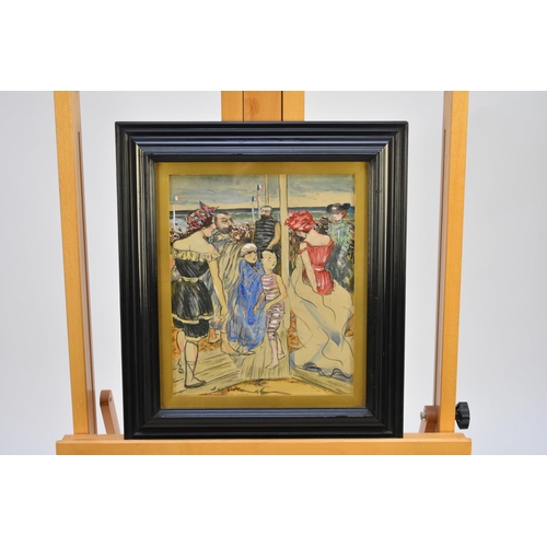 462 - French School (20th Century) Bathers at the Beach, indistinctly signed lower centre, watercolour and... 