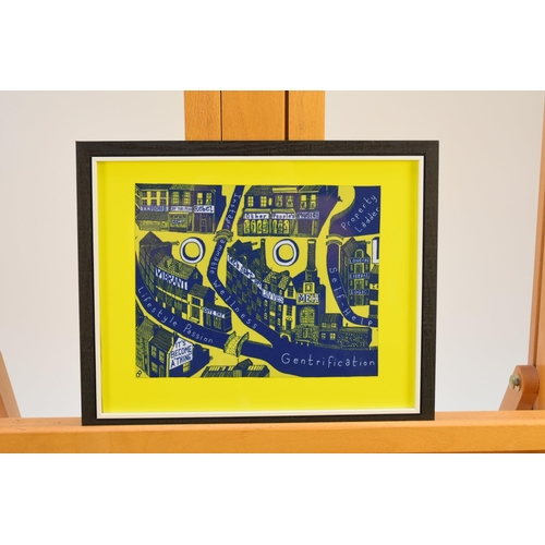 467 - Grayson Perry OBE (British b.1960) Gentrification Cloth, 14.5 x 19 cm, frame 22.5 x 27.5 cm The lens... 