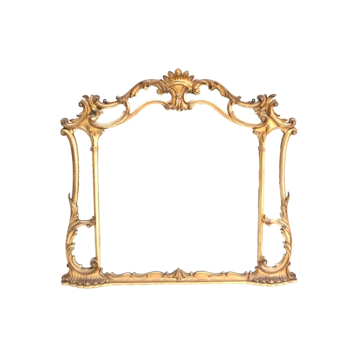 579 - A 19th century rococo revival giltwood overmantel mirror, 122cm wide x 115cm high.