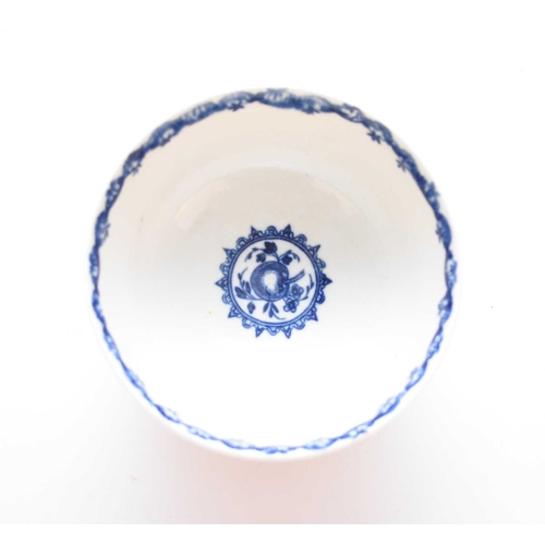 11 - A Worcester sugar bowl, circa 1775, transfer-printed in underglaze blue with the 'Fruit and Wreath' ... 