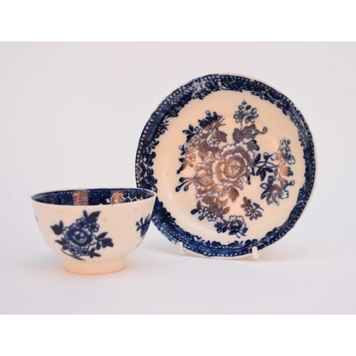 13 - A Seth Pennington (Liverpool) tea bowl and saucer, circa 1785-90, transfer-printed in underglaze blu... 