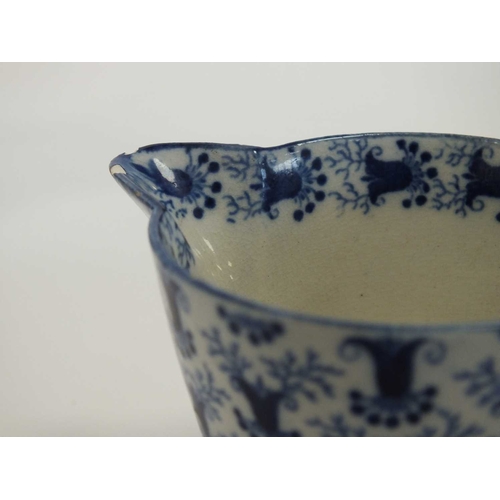 132 - A Rogers pearlware toy tea service circa 1815-20 transfer-printed in underglaze blue in a seaweed an... 