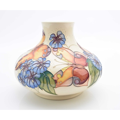 214 - A large contemporary Moorcroft 'Butterfly' vase designed by Rachel Bishop, dated 1998, of squat balu... 