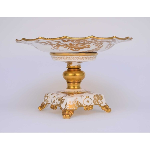 260 - An impressive Royal Crown Derby 'Gold Aves' centrepiece comport dish, dated 2010, printed with birds... 