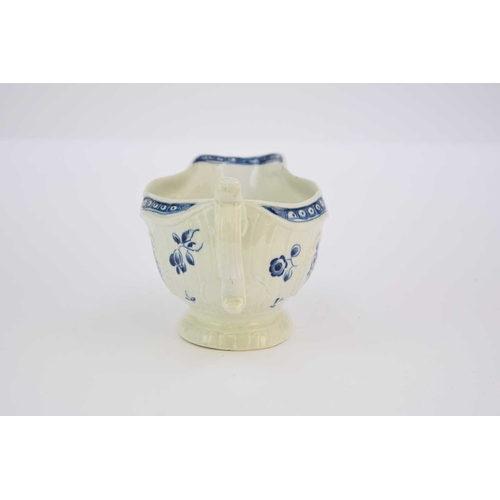 29 - A large Worcester 'Strap-fluted Floral' sauceboat circa 1770-75 painted in underglaze blue, moulded ... 