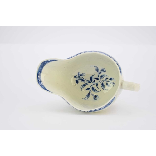 29 - A large Worcester 'Strap-fluted Floral' sauceboat circa 1770-75 painted in underglaze blue, moulded ... 