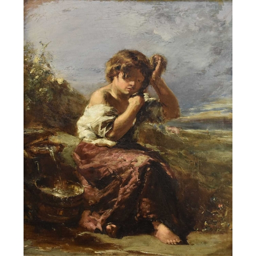 302 - Circle of William Underhill (act. 1848-1870) Young Girl Washing Her Hair, oil on canvas, 61 x 51 cm,... 