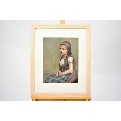 303 - Florence Leaver (British 20th Century) Portrait of a Young Girl Seated, oil on canvas laid down, 43 ... 