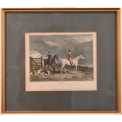 327 - After Landseer, Hunters at Grass, measurements 61 x 87 cm, frame 78 x 104 cm, together with 'Death o... 