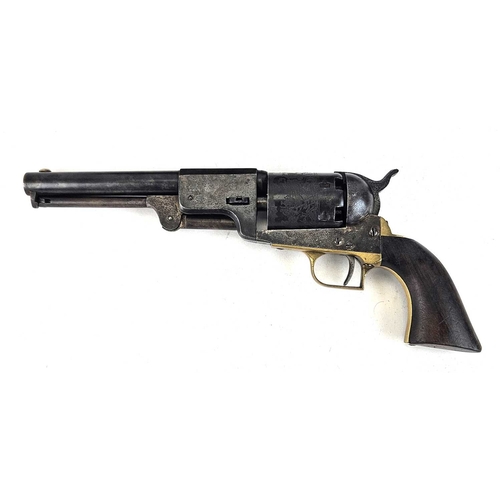 356 - A nice copy of a Colt Dragoon six-shot revolver, .44 calibre, cylinder engraved with Ranger and Indi... 