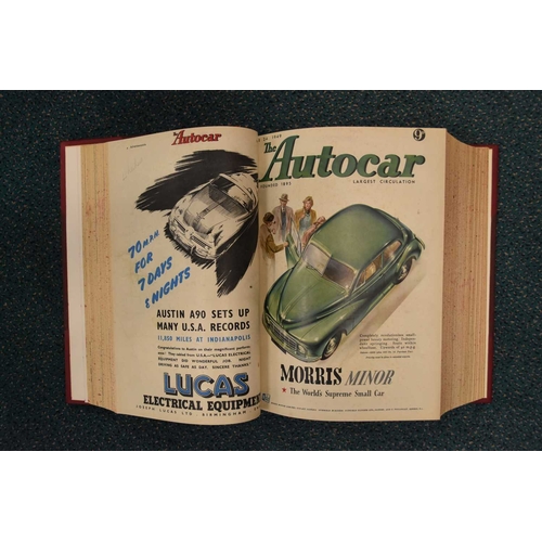 371 - THE AUTOCAR (weekly magazine) 1942-1954 (vols 87-101). Bound with covers and adverts. 43 vols. Some ... 