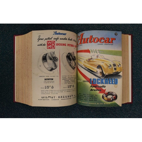 371 - THE AUTOCAR (weekly magazine) 1942-1954 (vols 87-101). Bound with covers and adverts. 43 vols. Some ... 