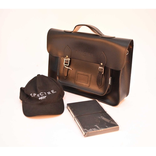 412 - James Bond: 'Spectre' crew memorabilia To include a leather Zatchels briefcase embossed with the mov... 