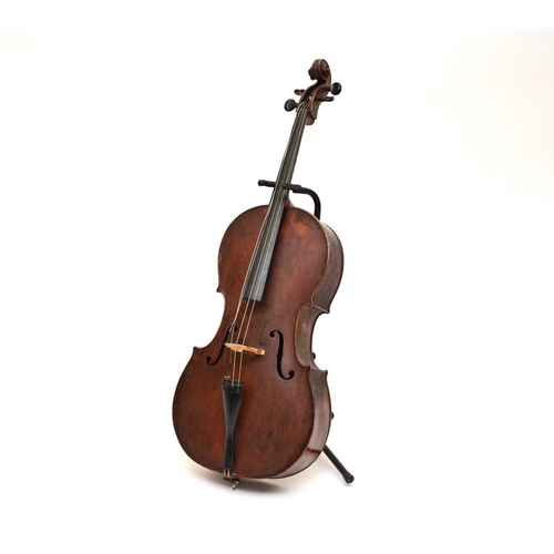 422 - A Mittenwald violincello, early 20th century Length of back 73cm (28.75in), red brown colour, wear a... 