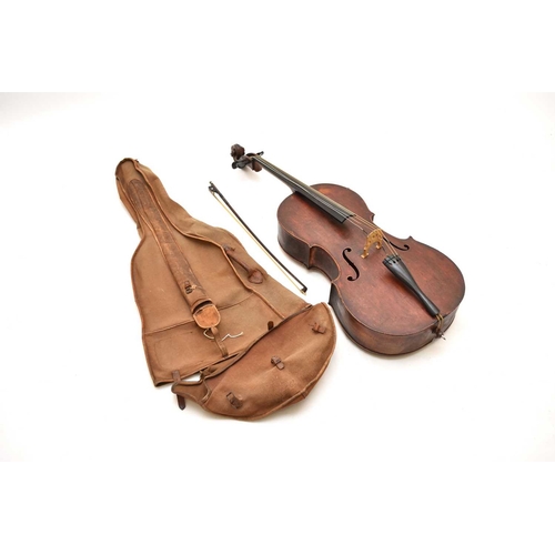 422 - A Mittenwald violincello, early 20th century Length of back 73cm (28.75in), red brown colour, wear a... 