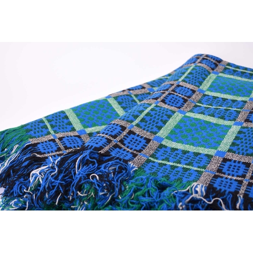 427 - A Derw wool Welsh blanket Woven with a green, blue and grey plaid. 240cm x 230cm