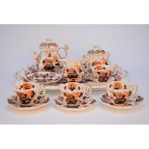 56 - A Coalport imari twin-handled cabaret service, circa 1880, with butterfly handles, comprising a tray... 