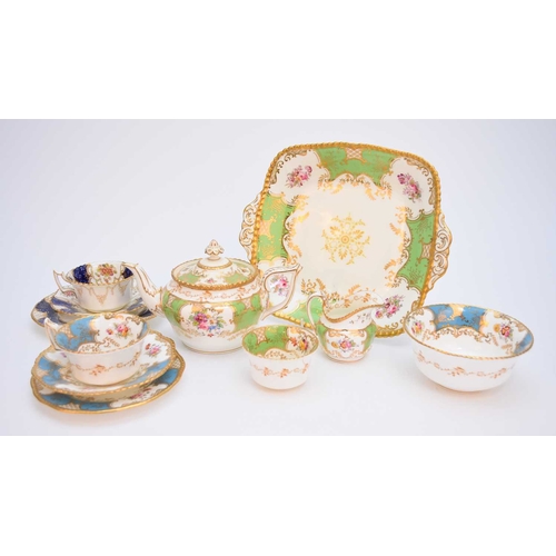 60 - A small group of Coalport batwing, early 20th century, comprising a trio of teacup, saucer and side ... 