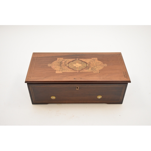 409 - Nicole Freres: A Swiss inlaid rosewood music box, circa 1856-57 Of rectangular outline, the top inla... 