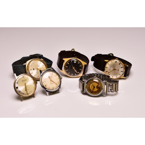 340 - A group of six mid-20th century gentleman's mechanical wristwatches Oriosa, stainless steel, 33mm; M... 