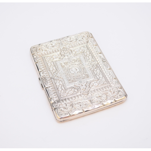 50 - A Victorian silver card case, Edward Smith, Birmingham 1859, with bright cut engraved decoration and... 