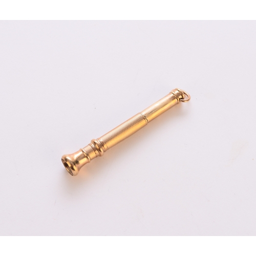 78 - A 9ct gold cigar piercer, with engine turned decoration and presented within fitted box, weight appr... 