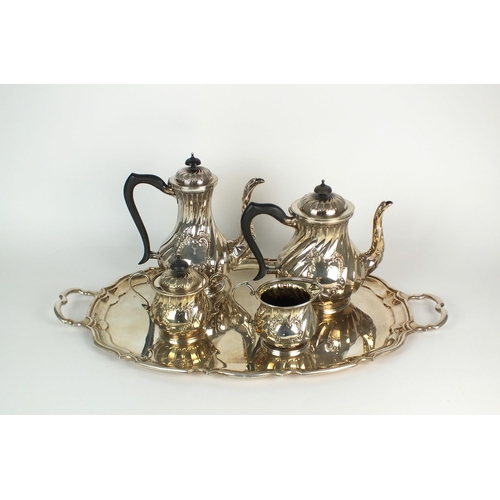 1 - A four piece silver tea service, C J Vander, Sheffield 1991 and 1992, comprising; a coffee pot with ... 