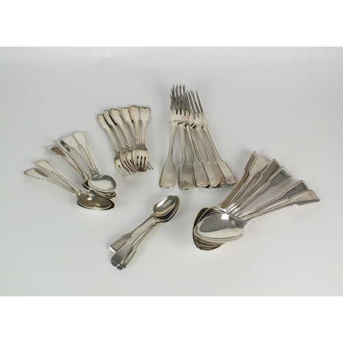 10 - A harlequin collection of Fiddle and Thread pattern silver flatware, comprising; six dessert forks a... 