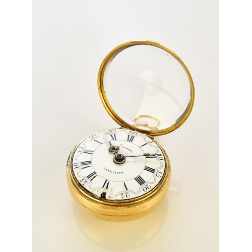 117 - William Flame: A 22ct gold key wind repousse pair case pocket watch Date: London hallmark circa 1770... 