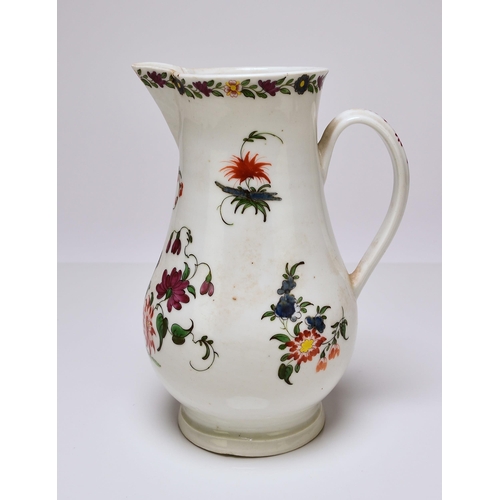 133 - A large William Cookworthy (Plymouth) hard-paste porcelain sparrow beak jug, circa 1769-70 of balust... 