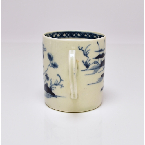 139 - A James Pennington (Liverpool) porcelain 'Cannonball' coffee can, circa 1767-72, painted in undergla... 