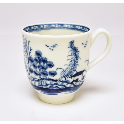 159 - An uncommon Caughley 'Rock Strata Island' porcelain coffee cup, circa 1780-80, painted in underglaze... 