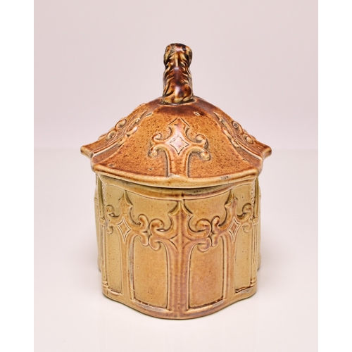 163 - A Derbyshire salt-glazed tobacco jar and cover, probably Briddon, circa 1830-50 honey-coloured body ... 