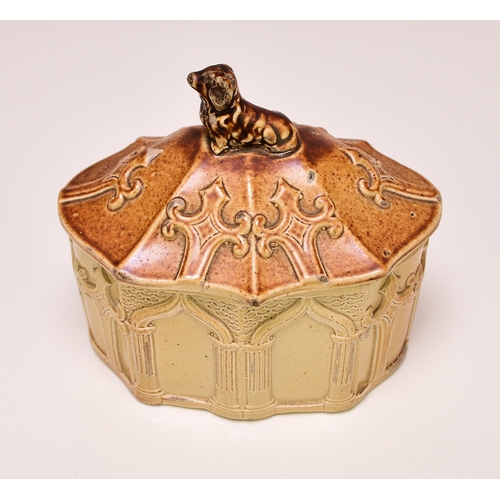 163 - A Derbyshire salt-glazed tobacco jar and cover, probably Briddon, circa 1830-50 honey-coloured body ... 