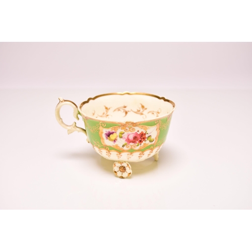 167 - H&R Daniel - A 'C'-scroll porcelain trio of a coffee cup, teacup and saucer, circa 1827-28, pattern ... 