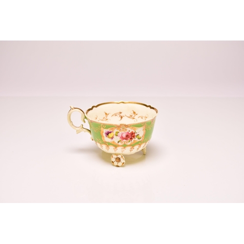 167 - H&R Daniel - A 'C'-scroll porcelain trio of a coffee cup, teacup and saucer, circa 1827-28, pattern ... 