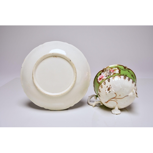 168 - H&R Daniel - A 'C'-scroll porcelain trio of a coffee cup, teacup and saucer, circa 1827-8, pattern 4... 